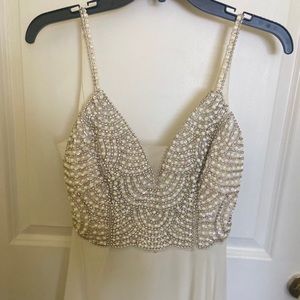 White beaded top prom dress